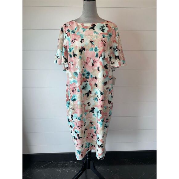NEW KASPER PINK FLORAL CAREER SHEATH DRESS SIZE 16 Tutu pink - Picture 1 of 12